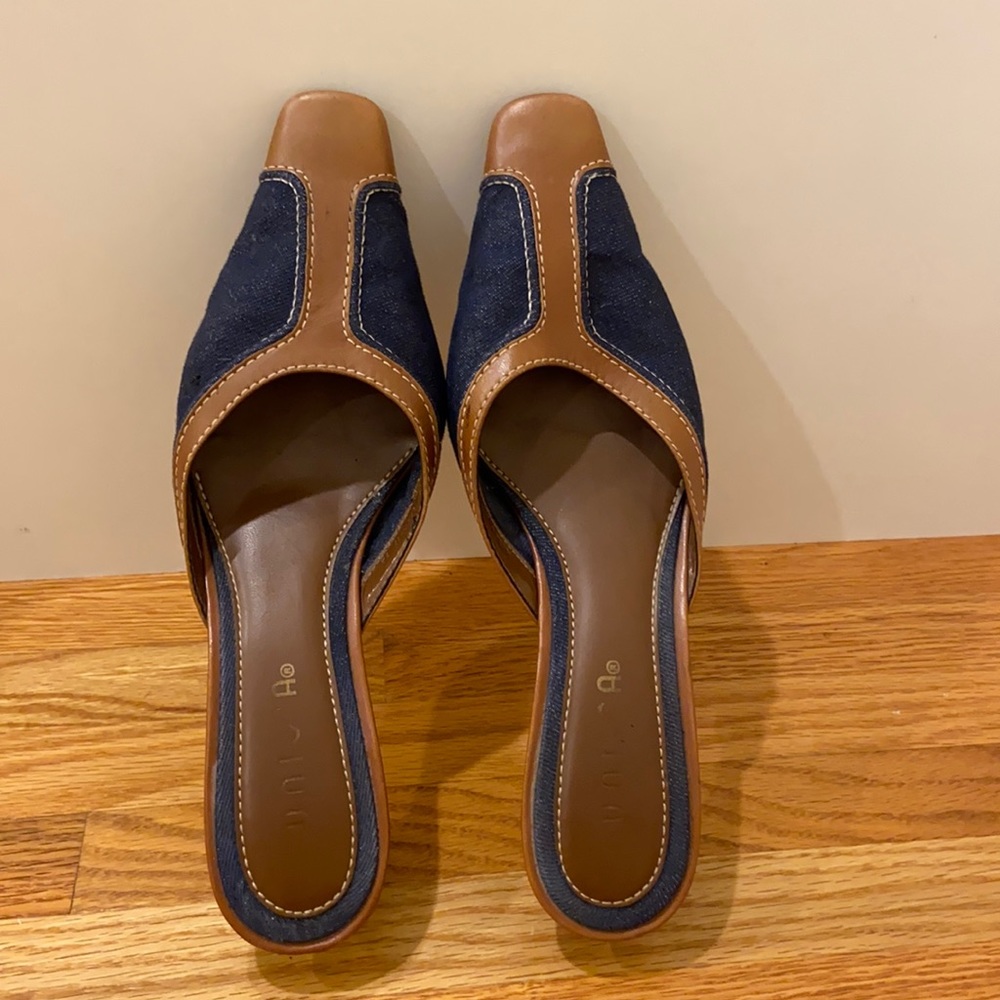Unisa Vintage Brown & Jean Contrast Stitched Heels